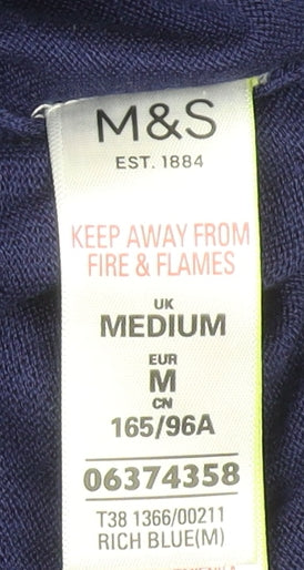 Marks and Spencer Women's Blue V-Neck Knit Jumper Size M - Image 5
