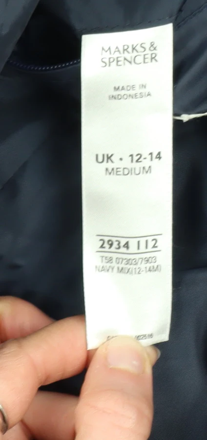 Marks and Spencer Women's Blue Waterproof Rain Jacket UK 12 - Image 4