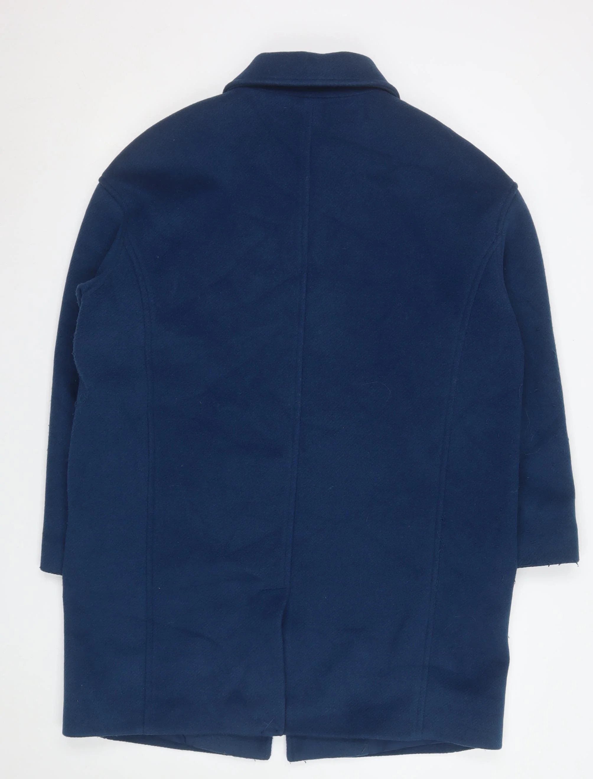 Marks and Spencer Womens Blue Wool Overcoat Size 14 Regular - Image 3