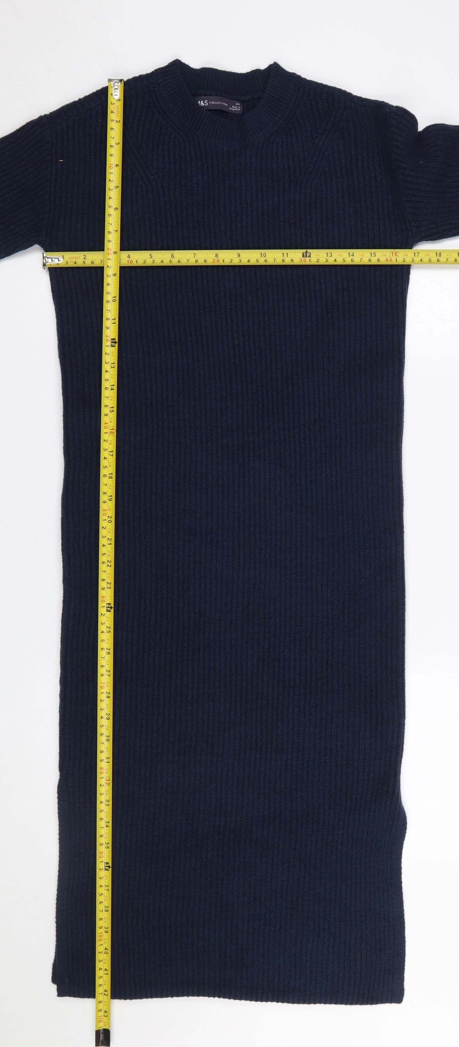 Marks and Spencer Women's Blue XS Long Sleeve Knit Jumper Dress - Image 2