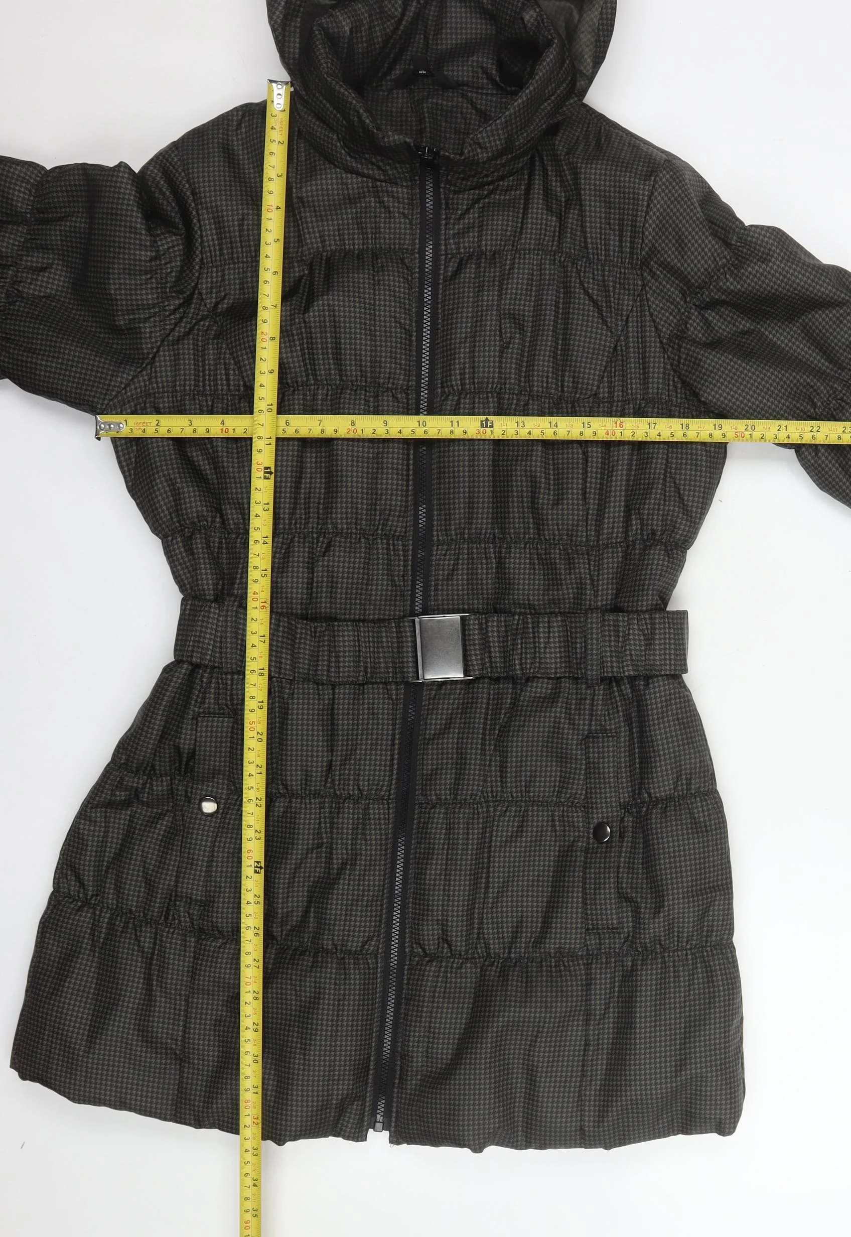 Marks and Spencer Women's Brown Belted Hooded Puffer Coat Size 12 - Image 2