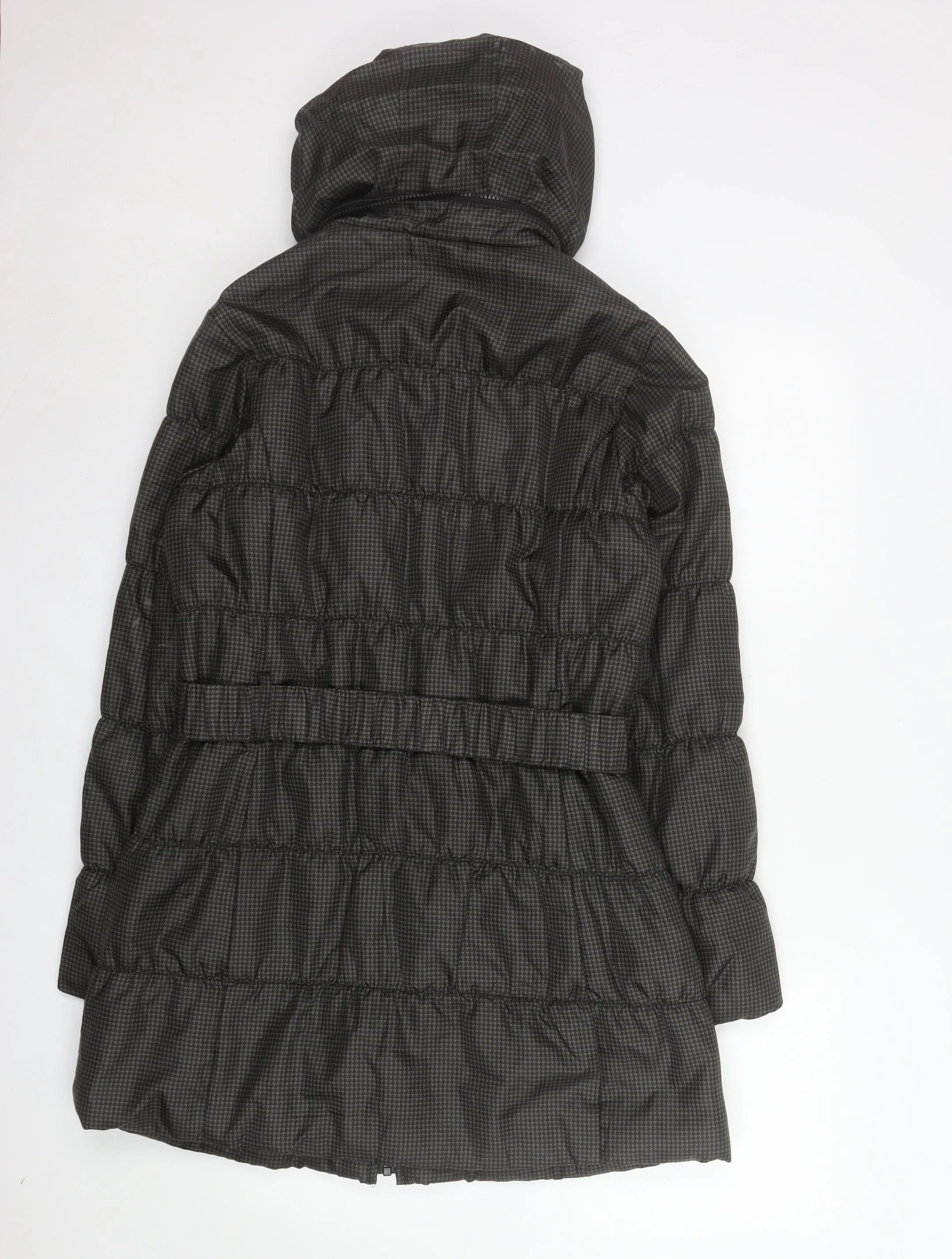 Marks and Spencer Women's Brown Belted Hooded Puffer Coat Size 12 - Image 3