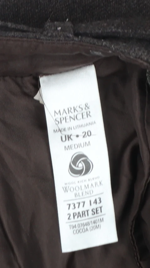 Marks and Spencer Women's Brown Wool Blend Belted Trousers Size 20 - Image 5