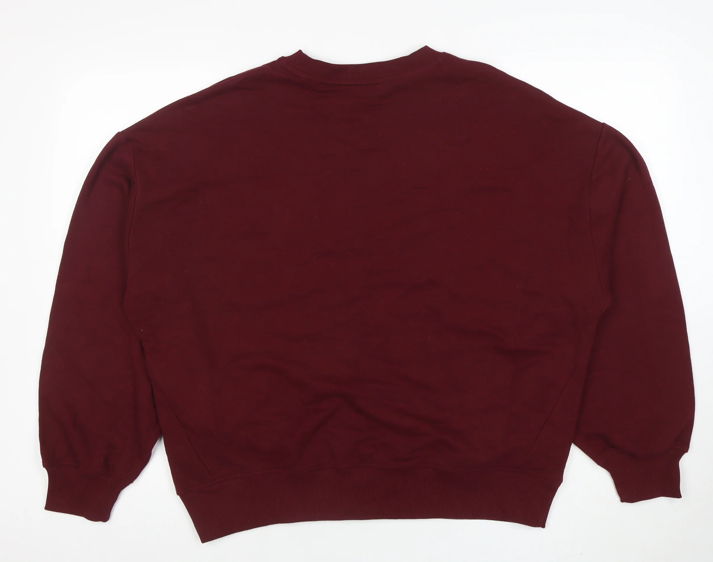 Marks and Spencer Women's Dark Claret Cotton Blend Crew Neck Sweatshirt Size 12 - Image 3