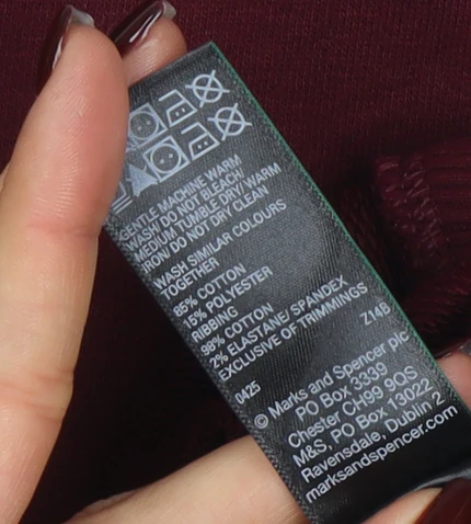 Marks and Spencer Women's Dark Claret Cotton Blend Crew Neck Sweatshirt Size 12 - Image 5