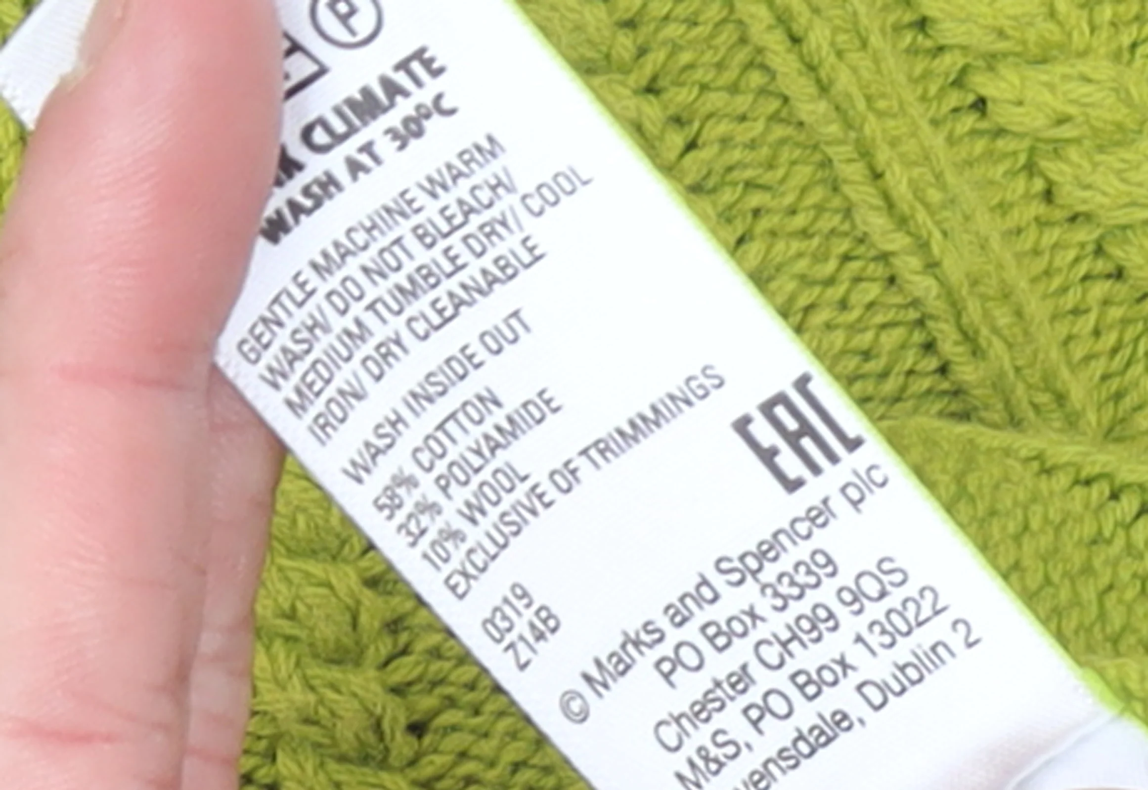 Marks and Spencer Womens Green Cable Knit High Neck Jumper M - Image 5