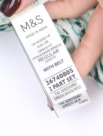 Marks and Spencer Womens Green Print Wrap Belted Dress Size 12 - Image 4