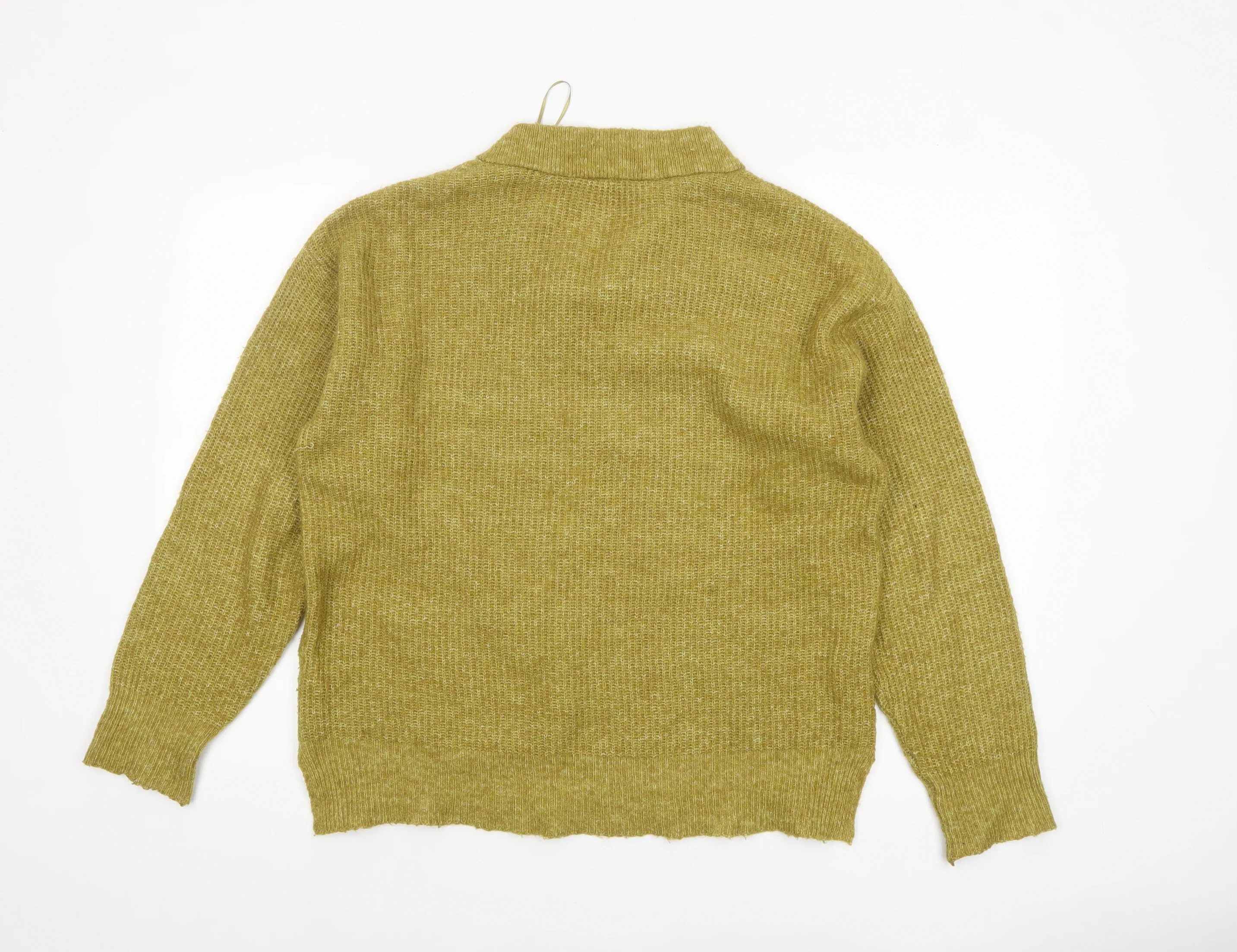 Marks and Spencer Women's Green V-Neck Knit Jumper Size 14 - Image 3
