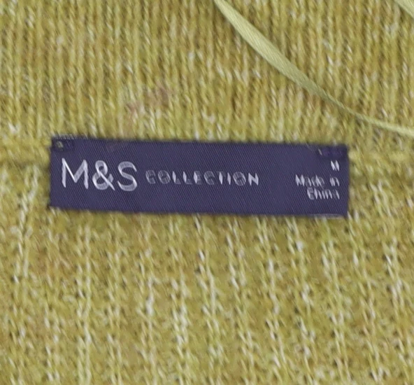 Marks and Spencer Women's Green V-Neck Knit Jumper Size 14 - Image 5