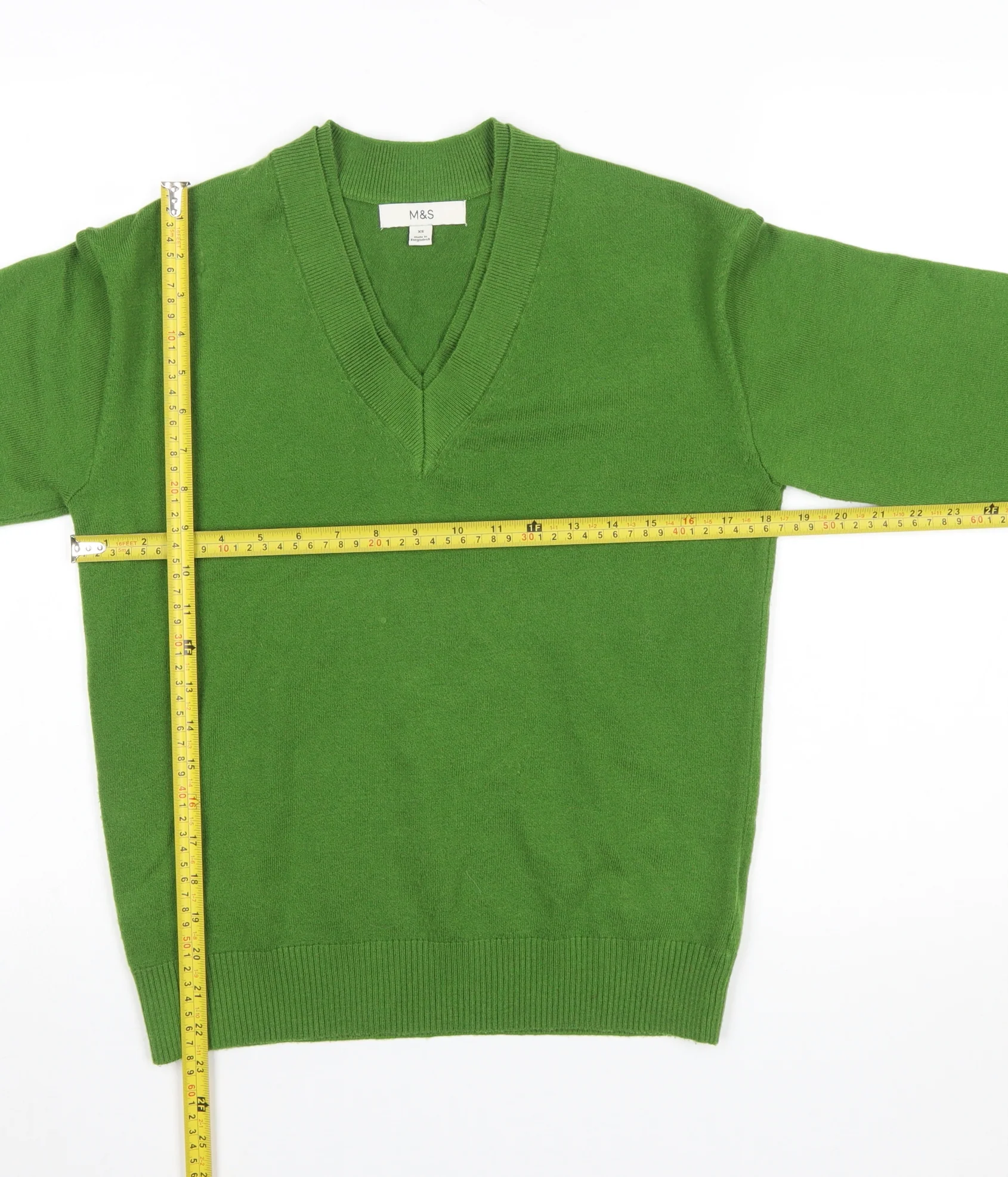 Marks and Spencer Women's Green V-Neck Pullover Jumper XS - Image 2