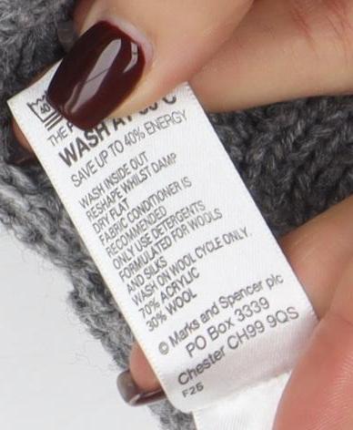 Marks and Spencer Womens Grey Cable-Knit High Neck Wool Cardigan Size 10 - Image 5