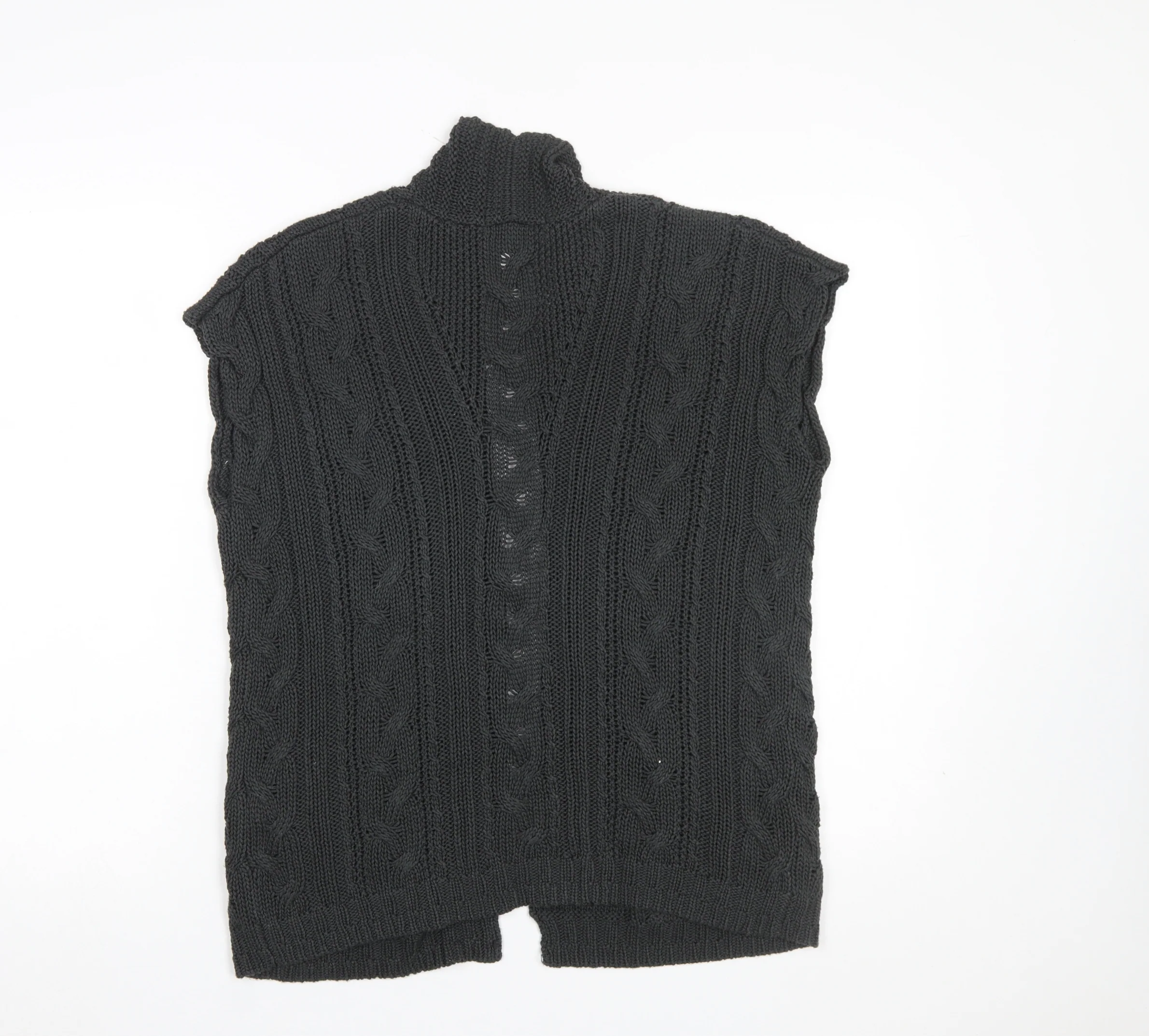 Marks and Spencer Women's Grey Cable Knit Sleeveless Cardigan S - Image 3