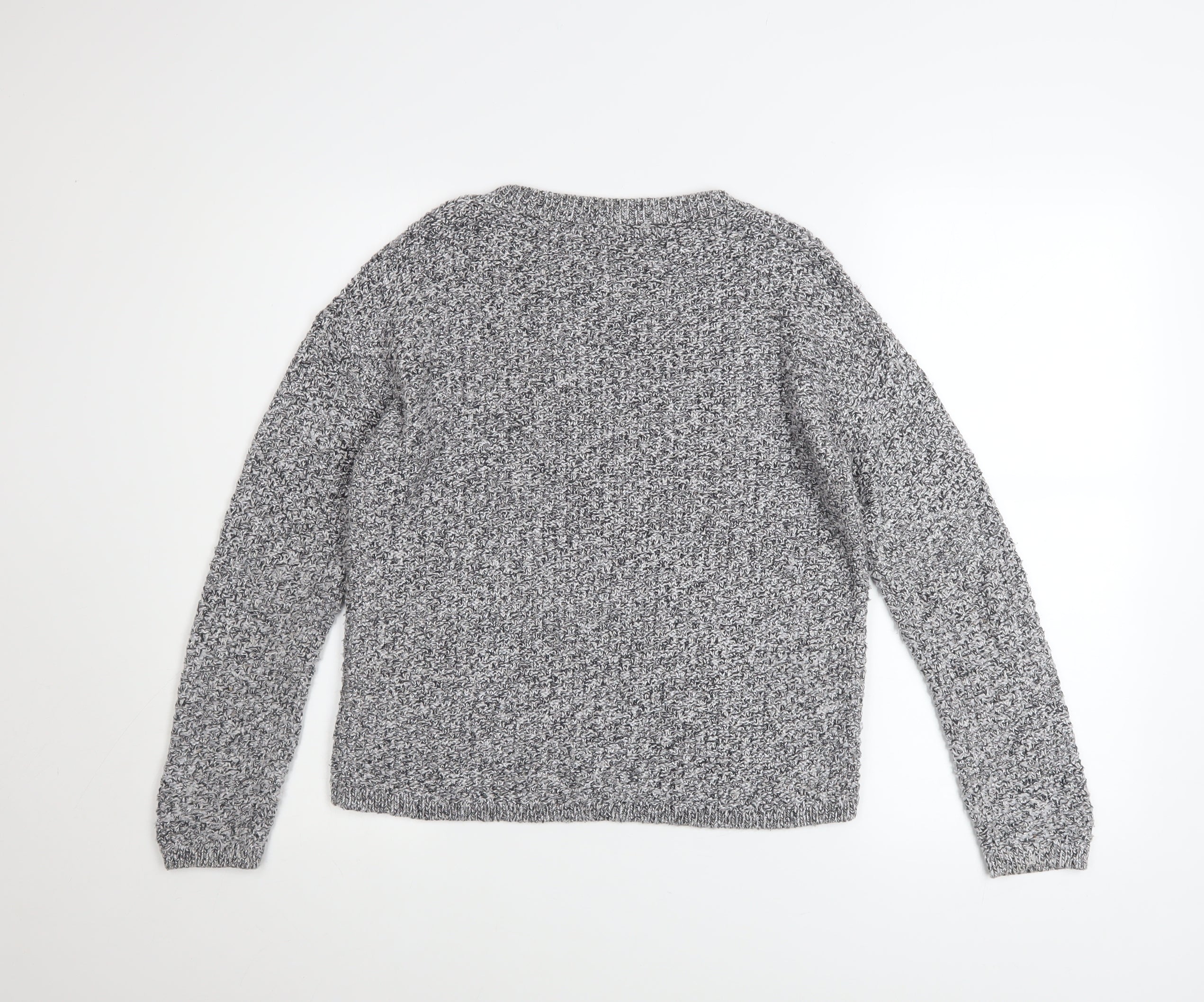 Marks and Spencer Womens Grey Chunky Knit Crew Neck Jumper Size 10 - Image 3
