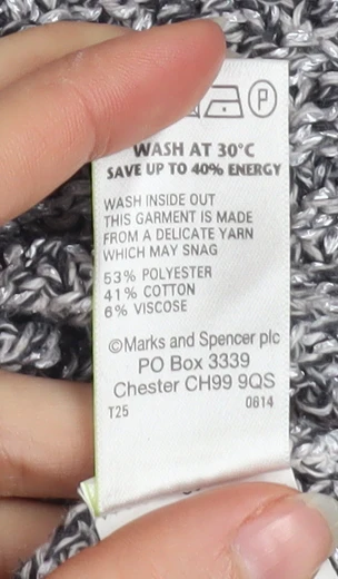 Marks and Spencer Womens Grey Chunky Knit Crew Neck Jumper Size 10 - Image 4