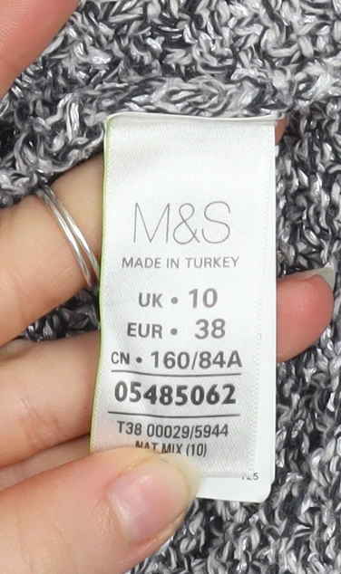 Marks and Spencer Womens Grey Chunky Knit Crew Neck Jumper Size 10 - Image 5