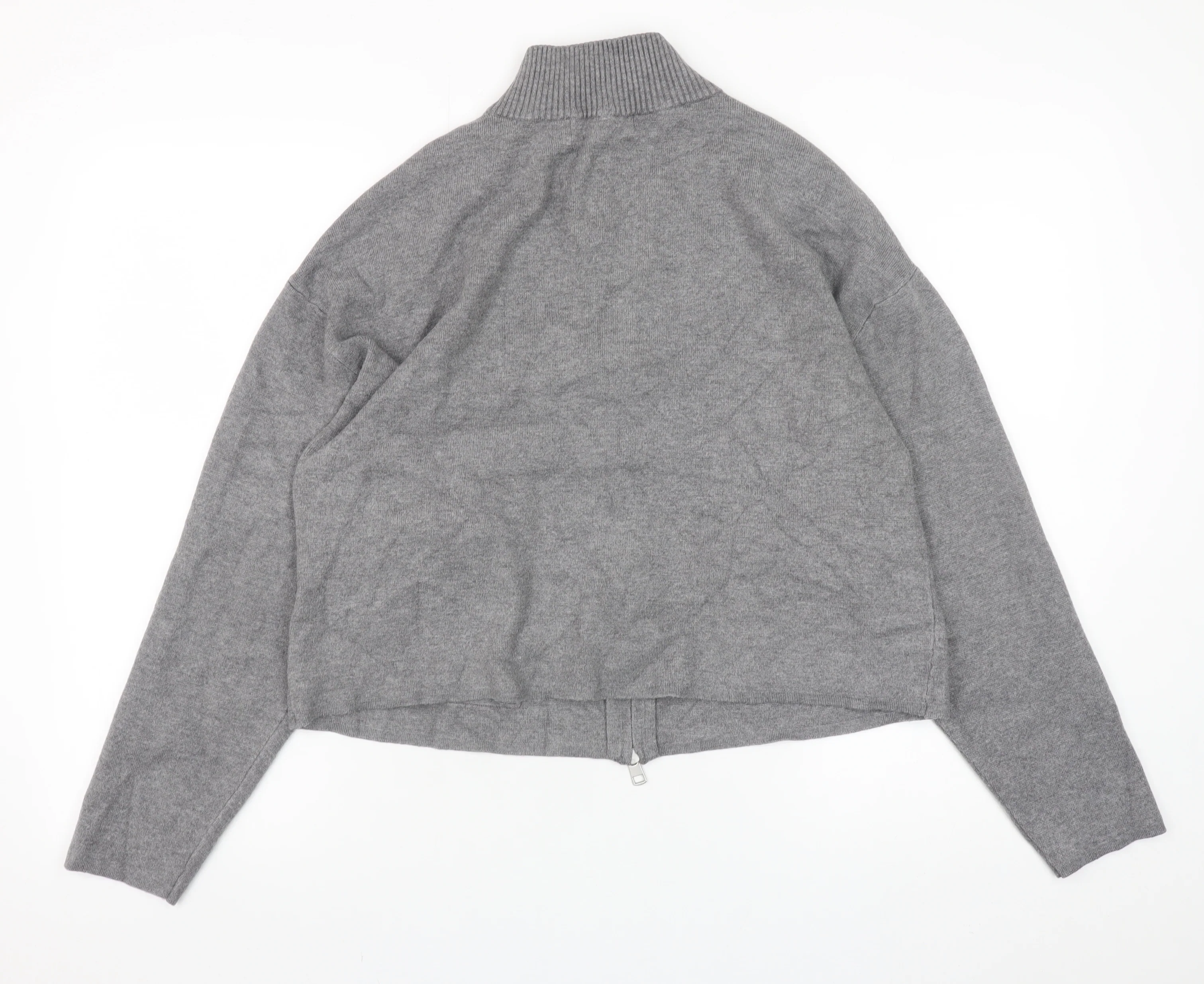 Marks and Spencer Womens Grey Full Zip Knit Jumper M - Image 3