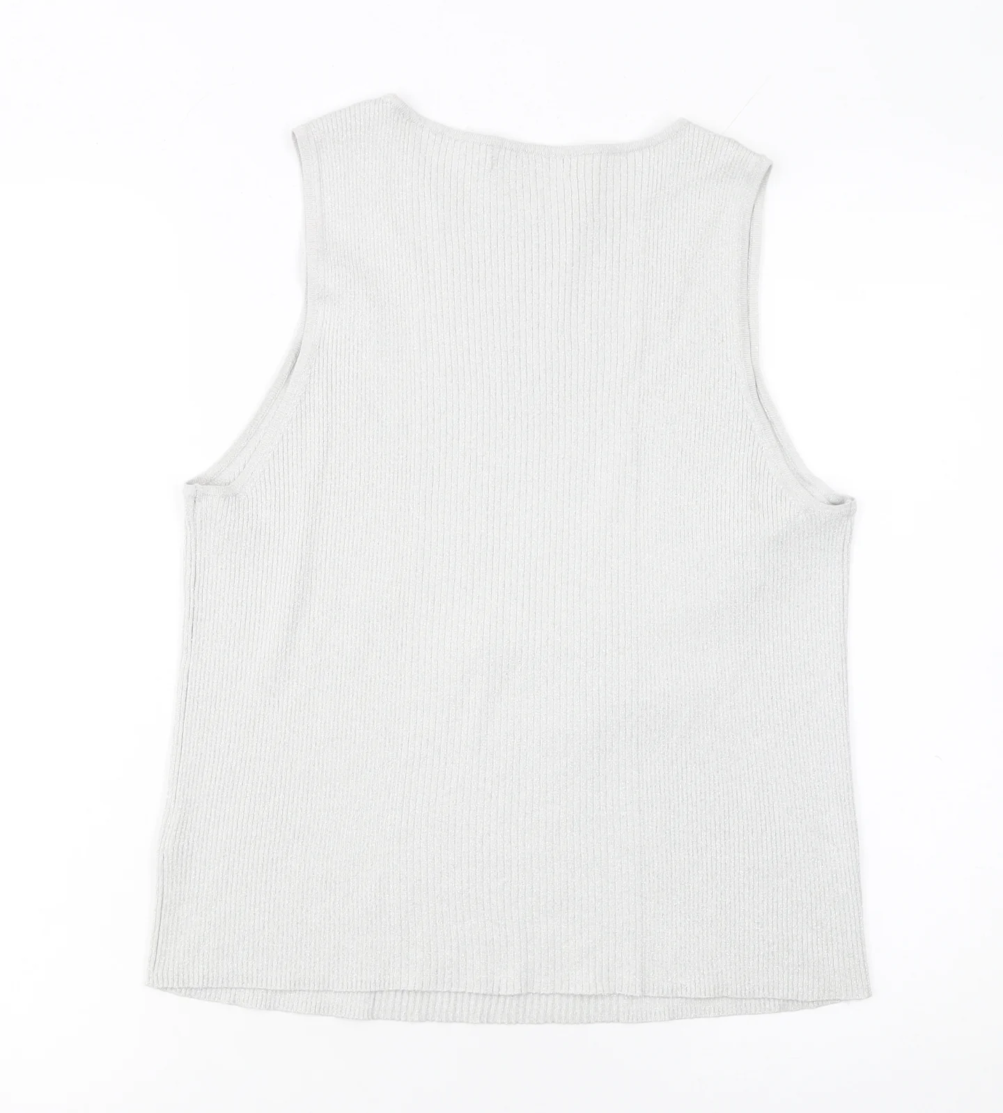 Marks and Spencer Womens Grey Knit Tank Top L Lightweight Viscose Blend - Image 3