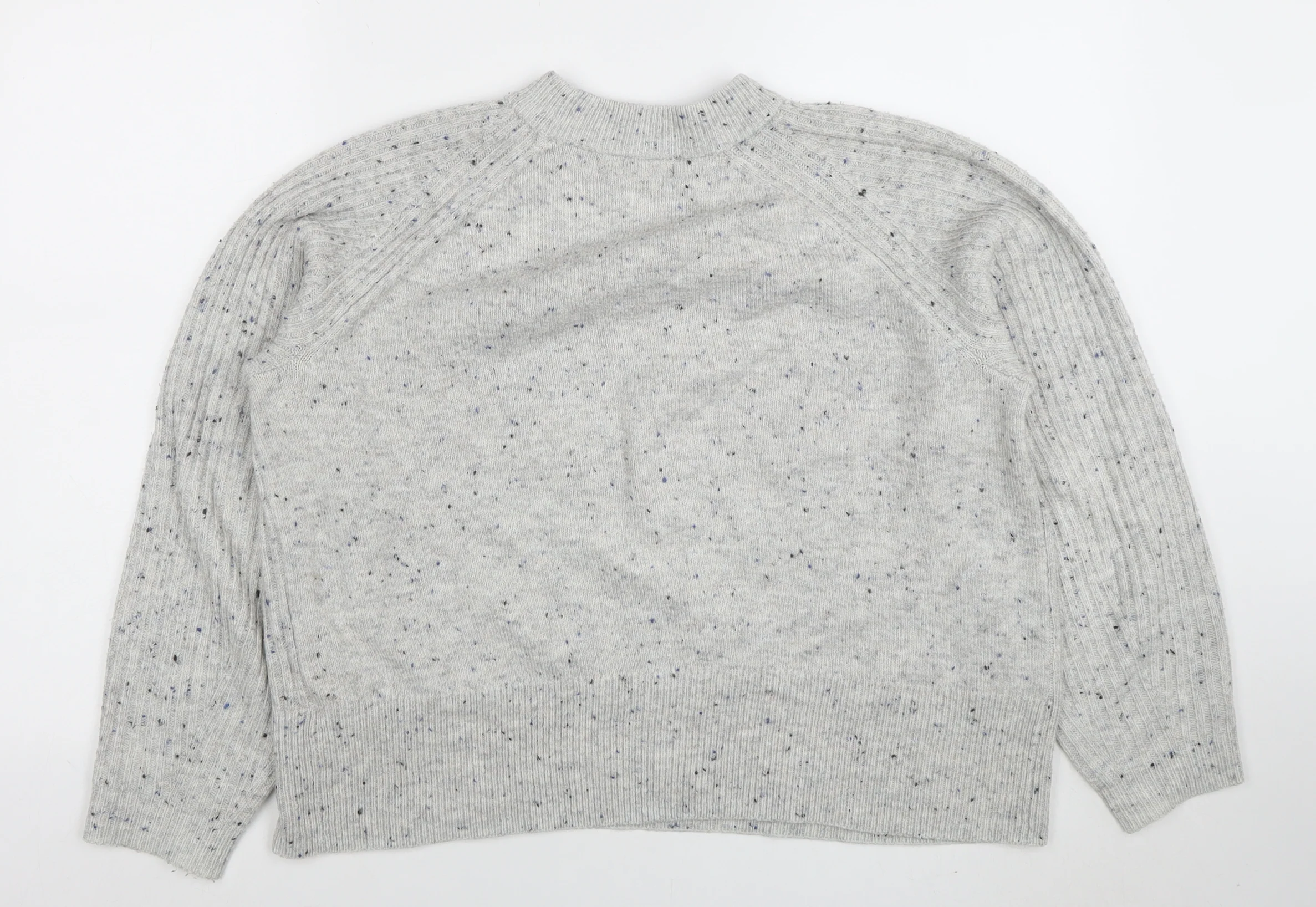 Marks and Spencer Womens Grey Mock Neck Wool Blend Pullover Jumper M - Image 3
