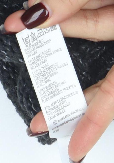 Marks and Spencer Women's Grey Roll Neck Cable-Knit Jumper Medium - Image 5
