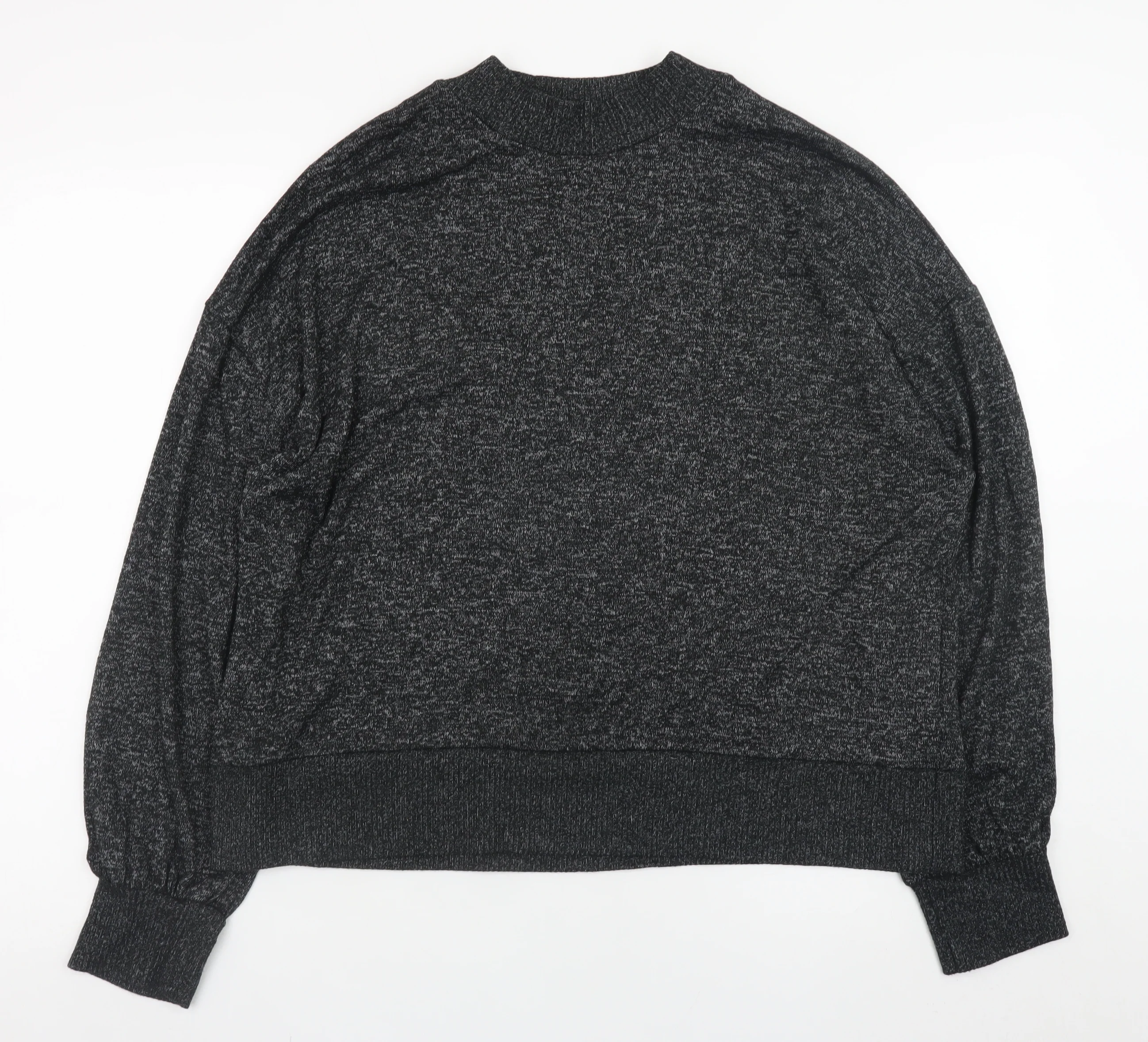 Marks and Spencer Womens Grey Size 14 Relaxed Knit Long Sleeve Top