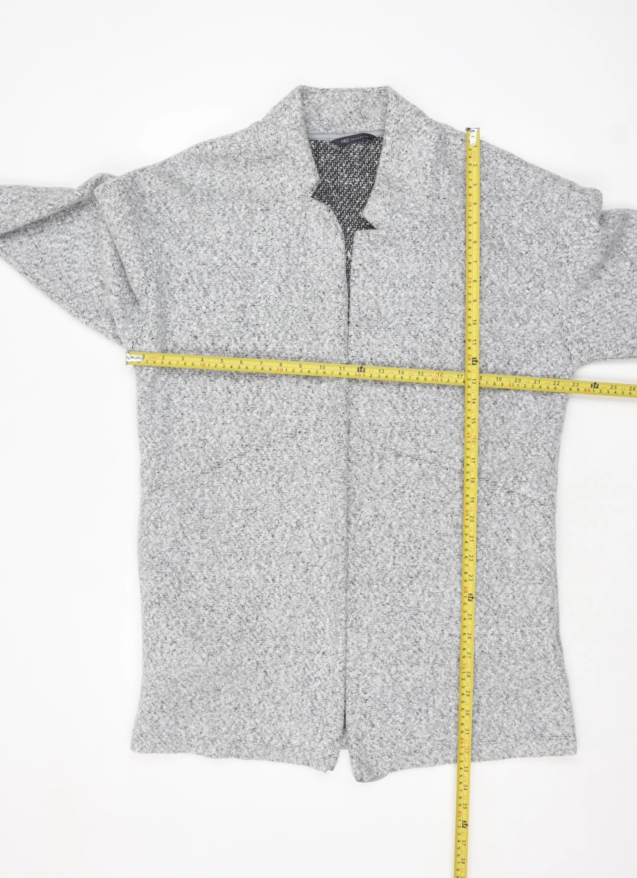 Marks and Spencer Womens Grey Size 14 Tweed Coatigan - Image 2