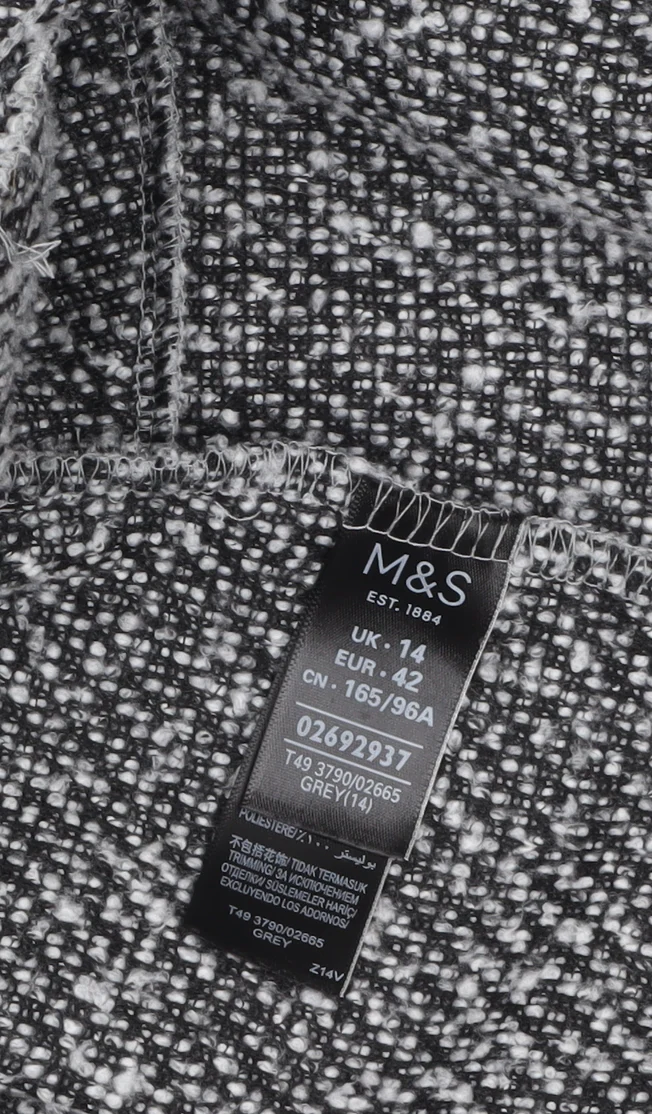 Marks and Spencer Womens Grey Size 14 Tweed Coatigan - Image 5