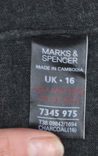 Marks and Spencer Womens Grey Size 16 Acrylic Knit Jumper - Image 4