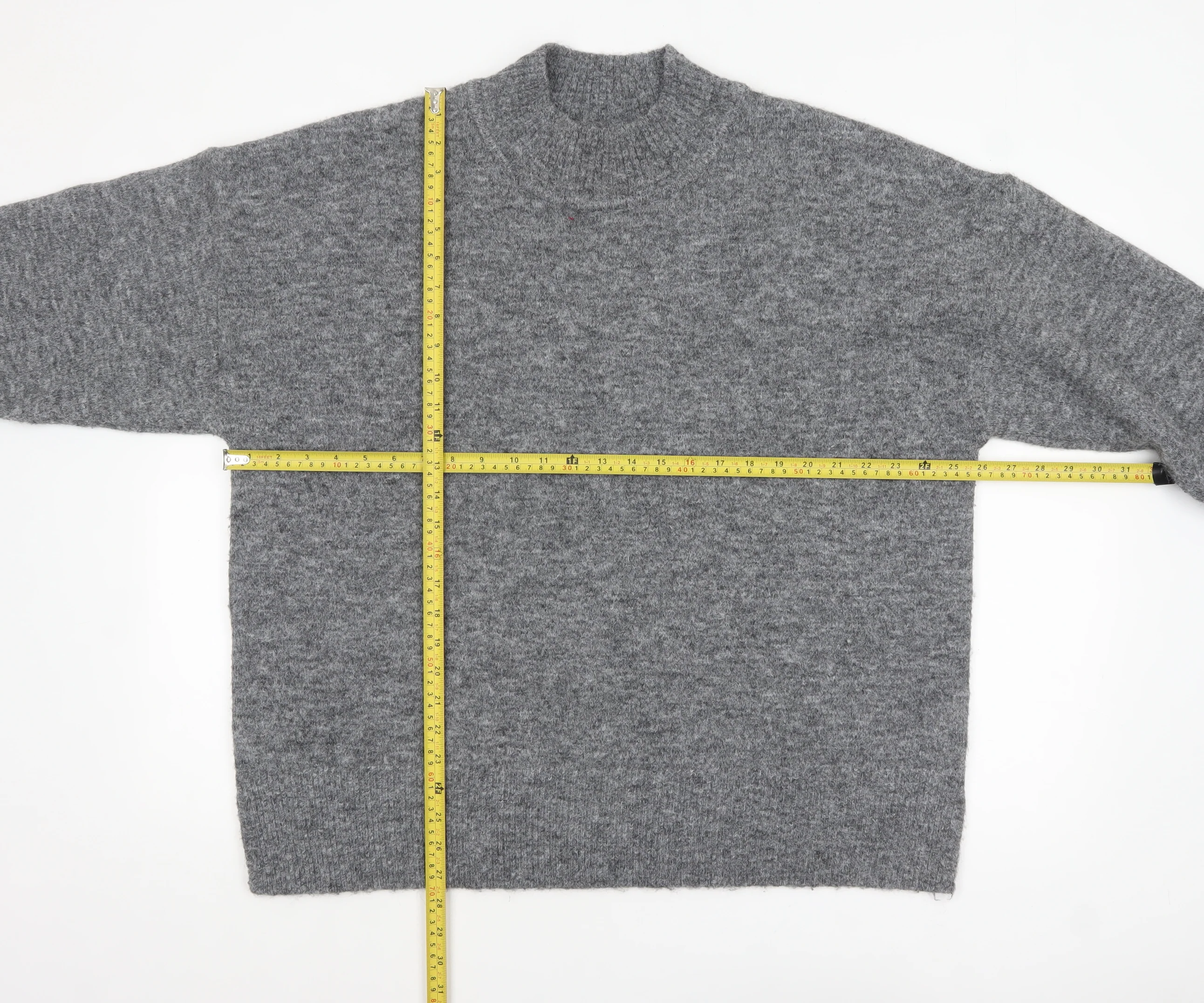 Marks and Spencer Womens Grey Wool Blend Mock Neck Pullover Jumper XL - Image 2