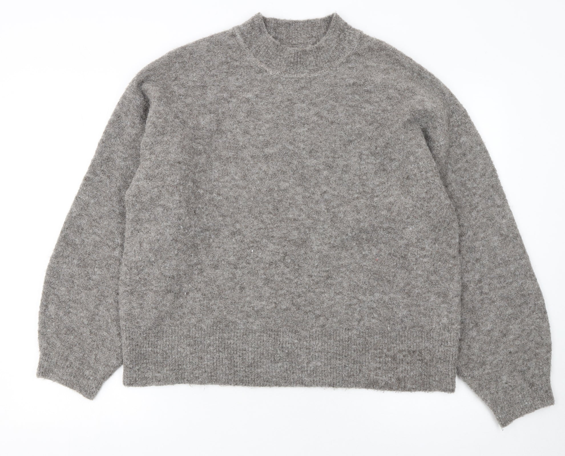 Marks and Spencer Women's Grey Wool Mock Neck Pullover Jumper M