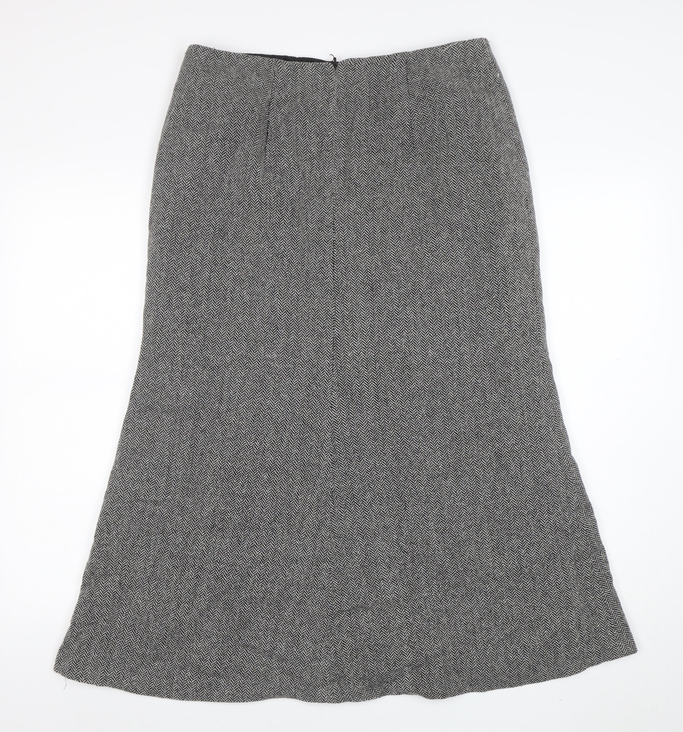 Marks and Spencer Womens Grey Wool Tweed Midi Pencil Skirt Size 14 - Image 3