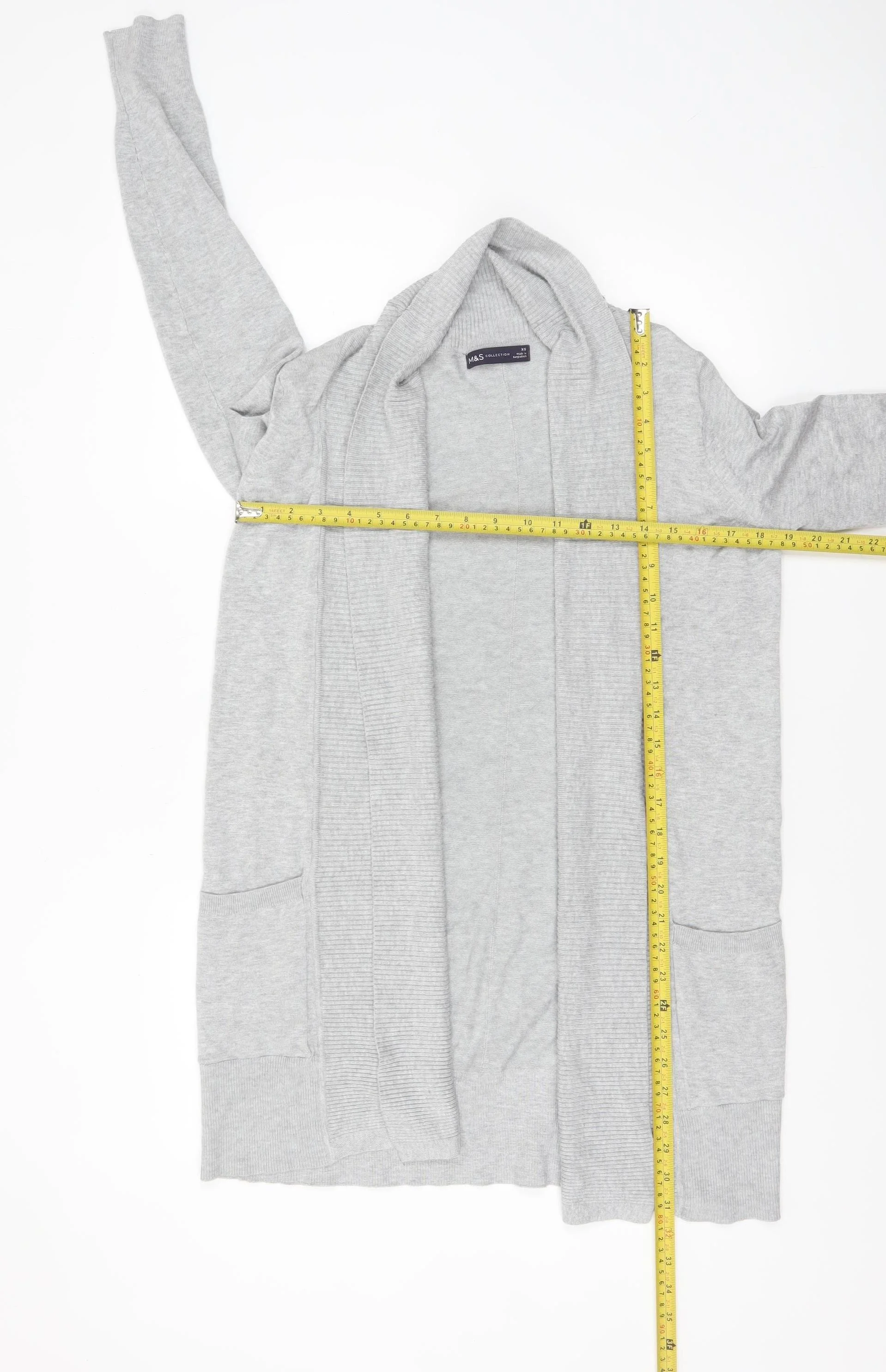 Marks and Spencer Womens Grey XS Open Front Knit Cardigan - Image 2