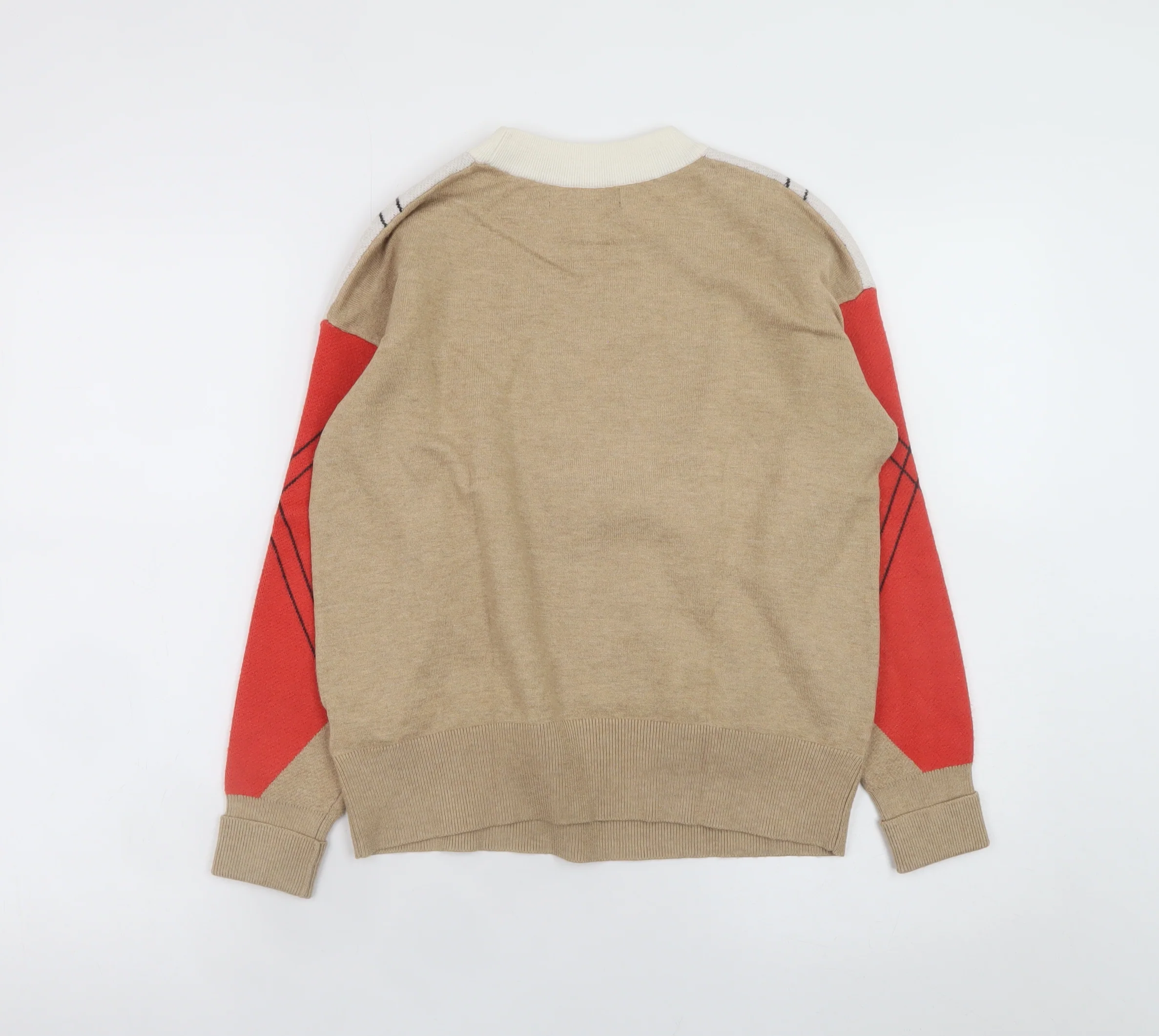 Marks and Spencer Womens Multicoloured Argyle Knit Crew Neck Jumper Size S - Image 3