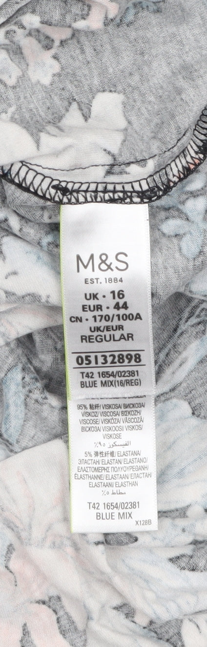 Marks and Spencer Women's Multicoloured Floral Slip Dress Size 16 - Image 5