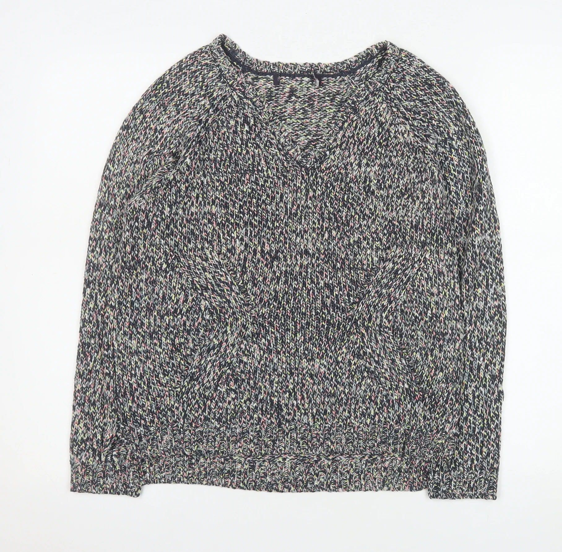 Marks and Spencer Womens Multicoloured Knit V-Neck Pullover Jumper Size 8