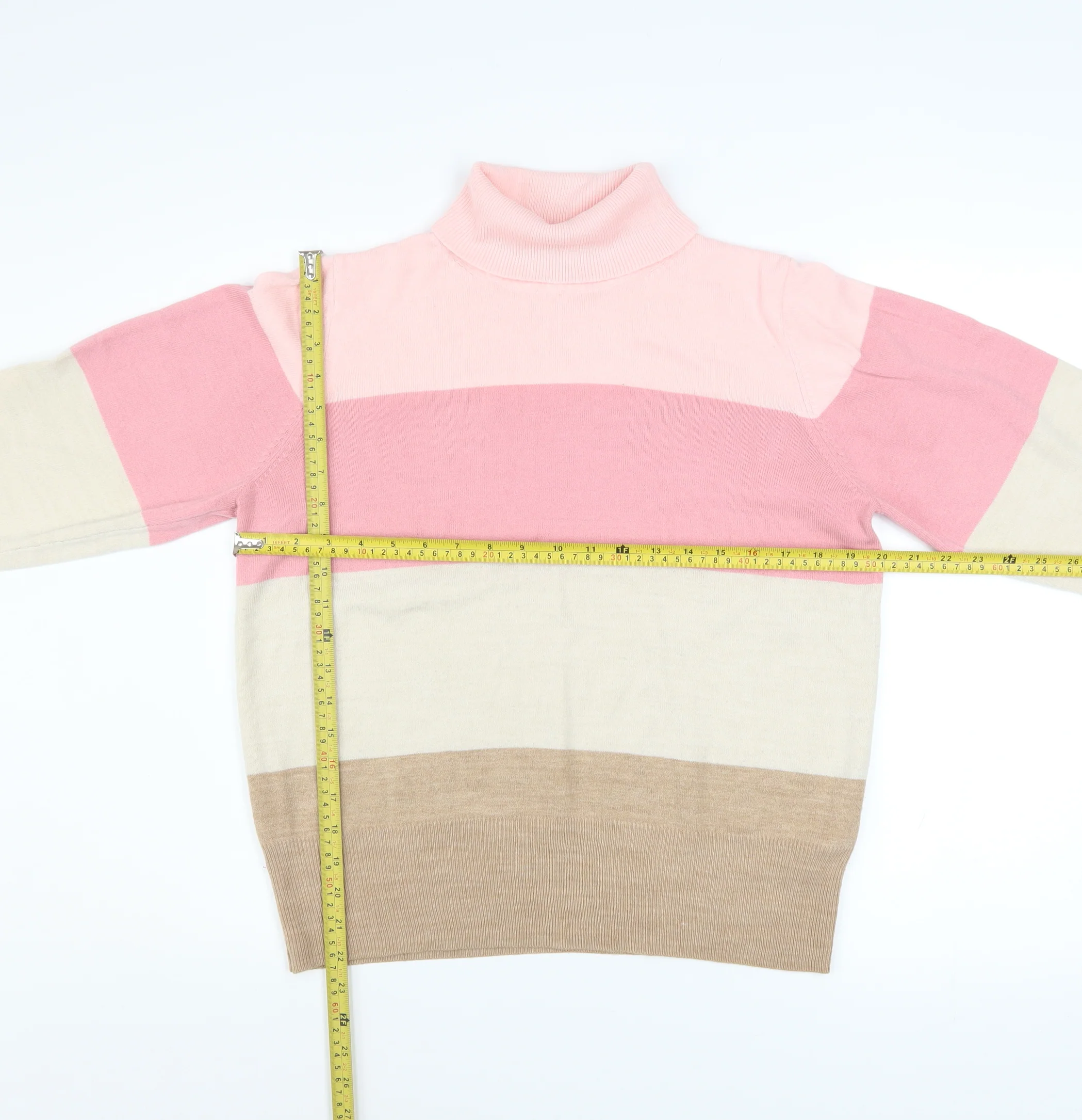 Marks and Spencer Women's Multicoloured Roll Neck Striped Jumper Size 14 - Image 2