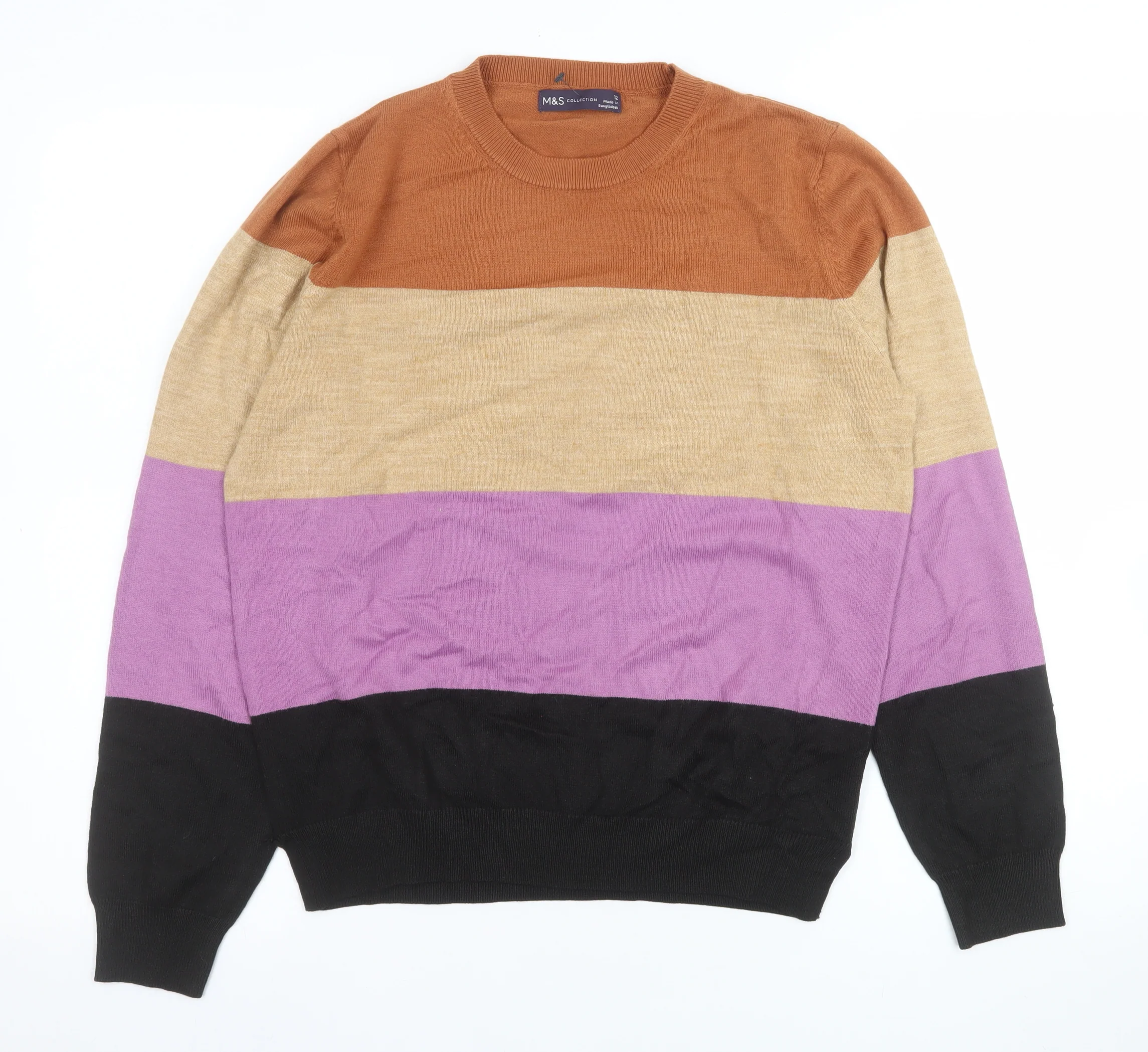 Marks and Spencer Women's Multicoloured Striped Jumper Size 12