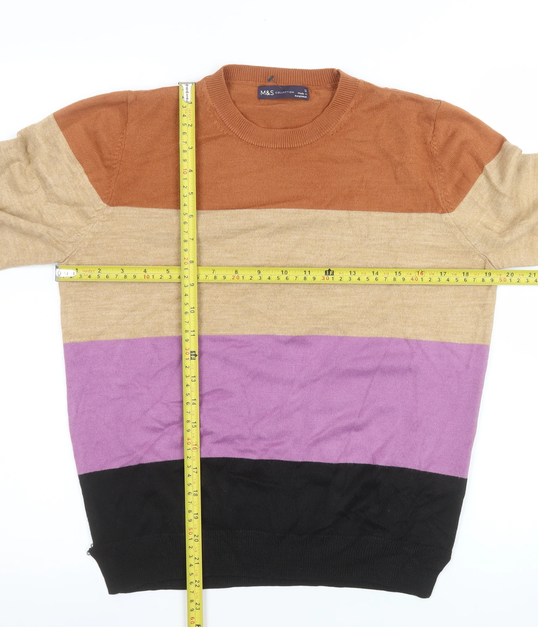 Marks and Spencer Women's Multicoloured Striped Jumper Size 12 - Image 2