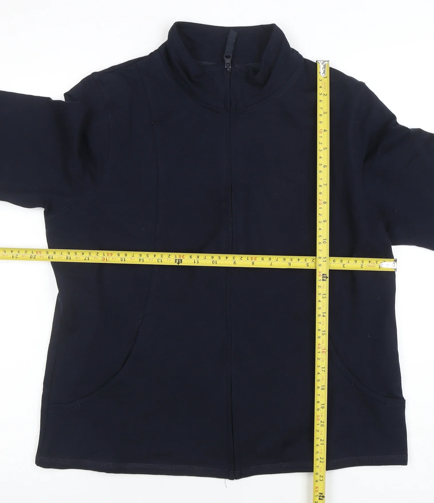 Marks and Spencer Womens Navy Full Zip Sweatshirt UK 16 Cotton Blend - Image 2