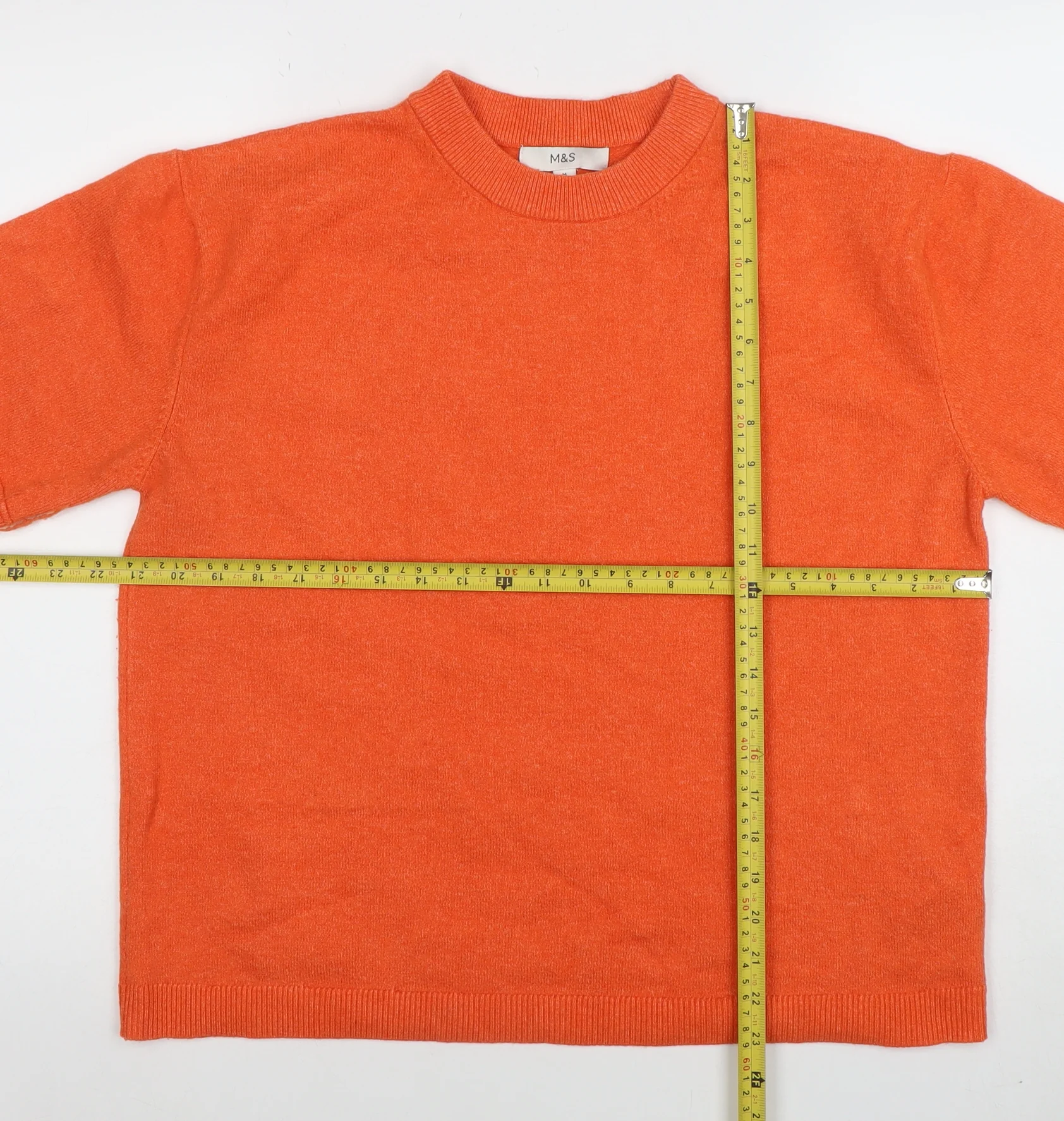 Marks and Spencer Womens Orange Basic Short Sleeve Knit T-Shirt M - Image 2