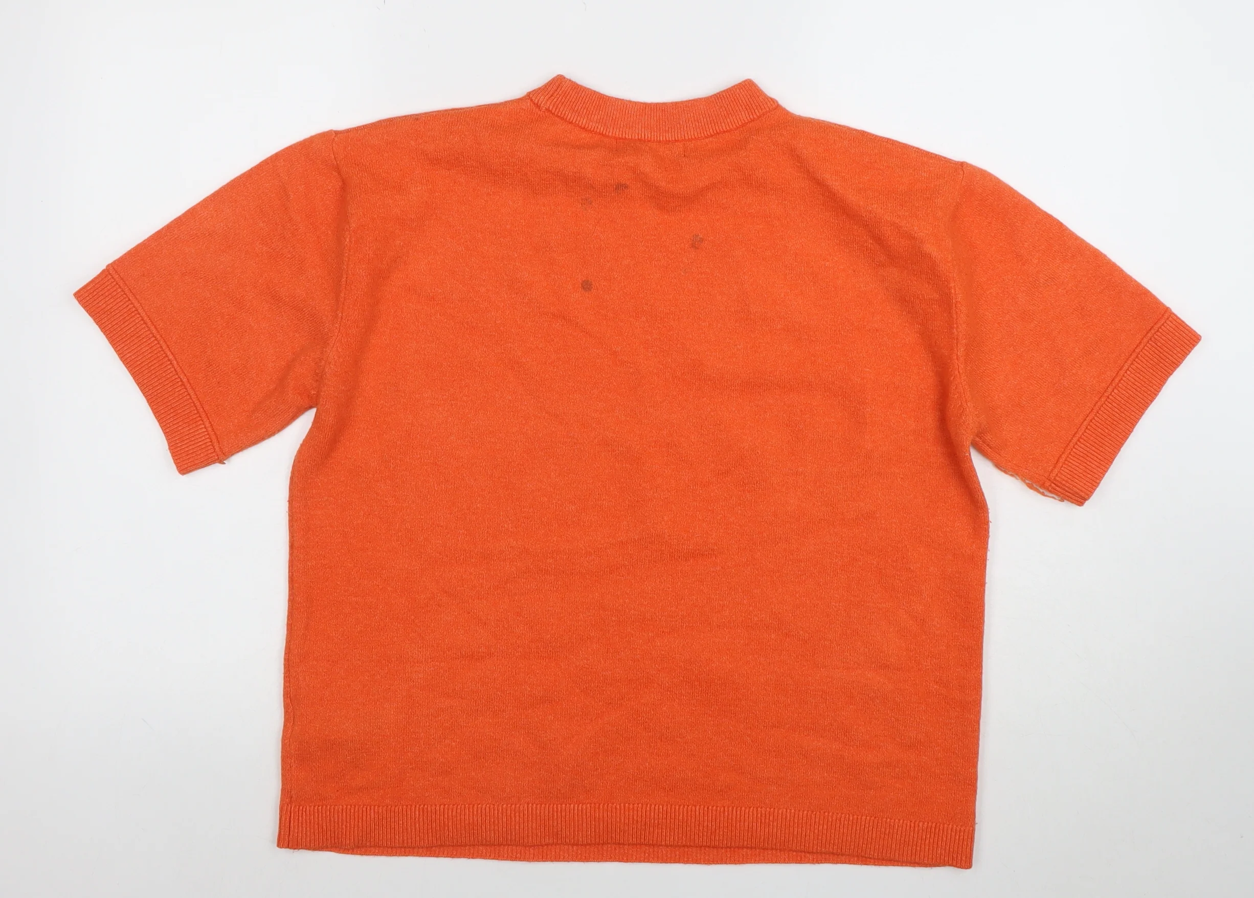 Marks and Spencer Womens Orange Basic Short Sleeve Knit T-Shirt M - Image 3