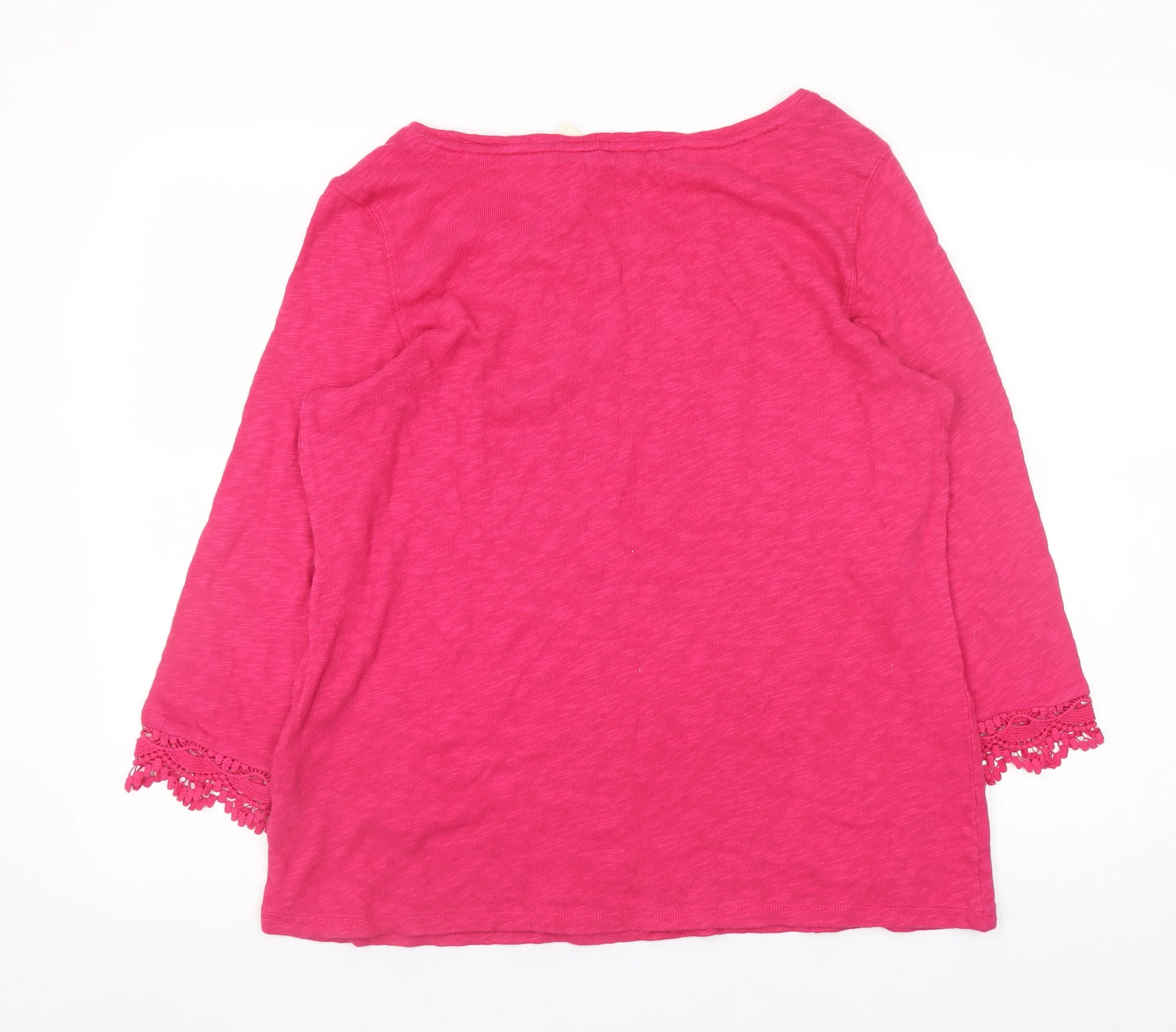 Marks and Spencer Womens Pink Cotton Crochet Trim Tunic Blouse UK 16 - Image 3