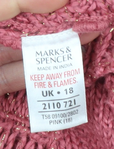 Marks and Spencer Women's Pink Knit Cardigan UK 18 Long Sleeve - Image 4