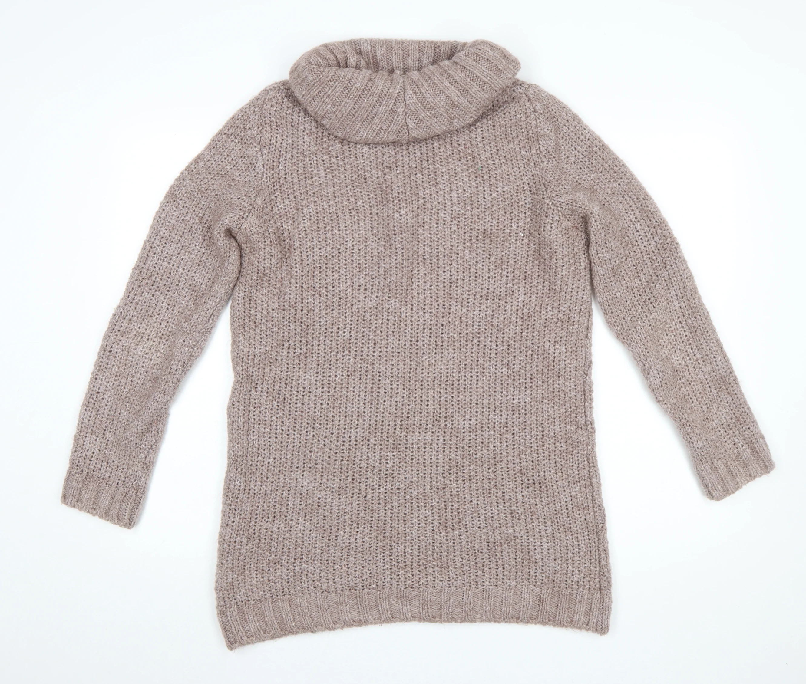 Marks and Spencer Womens Pink Roll Neck Chunky Knit Jumper UK 12 - Image 3