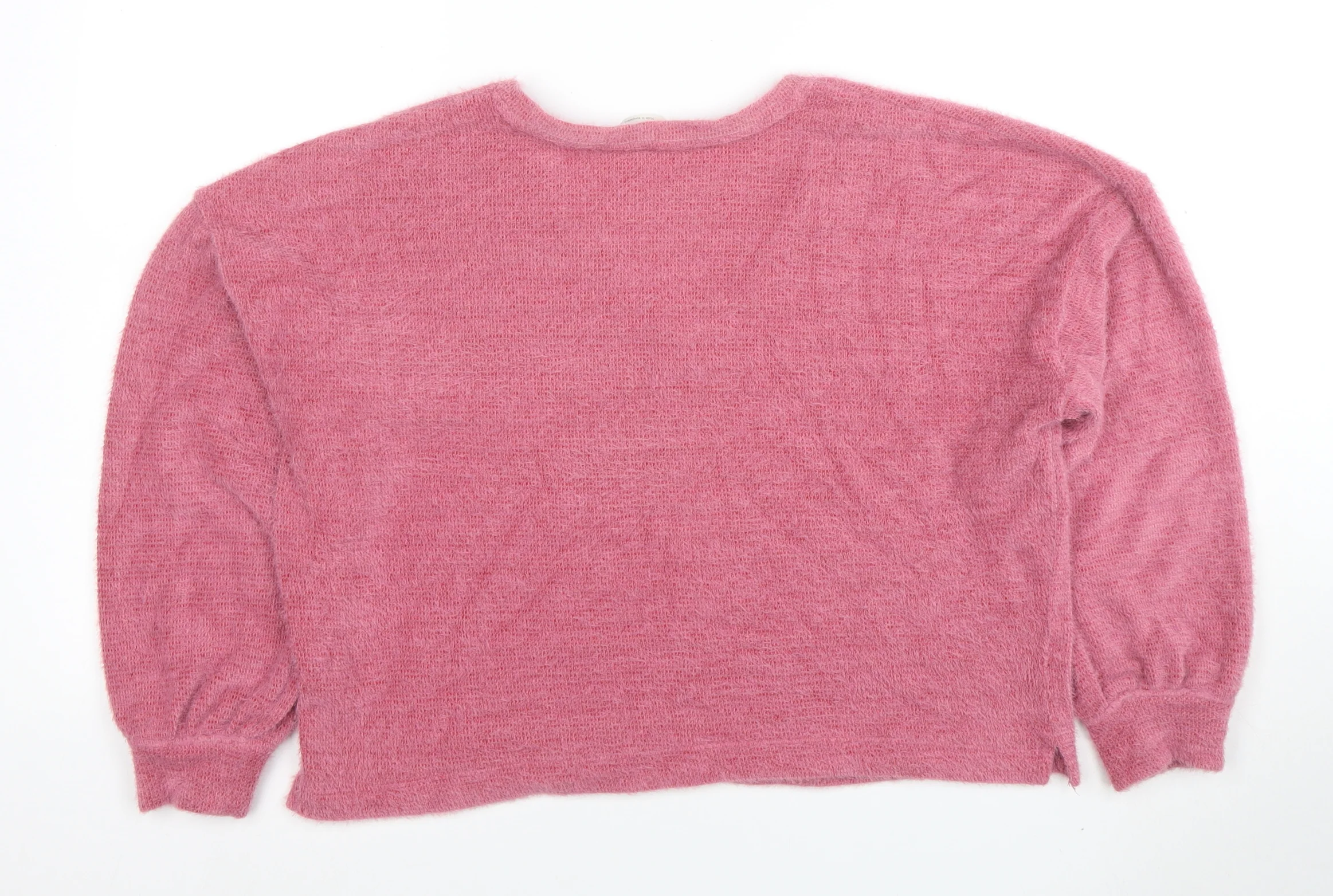 Marks and Spencer Womens Pink V-Neck Relaxed Knit Jumper Size M - Image 3