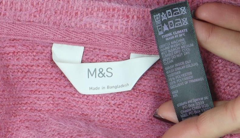 Marks and Spencer Womens Pink V-Neck Relaxed Knit Jumper Size M - Image 4