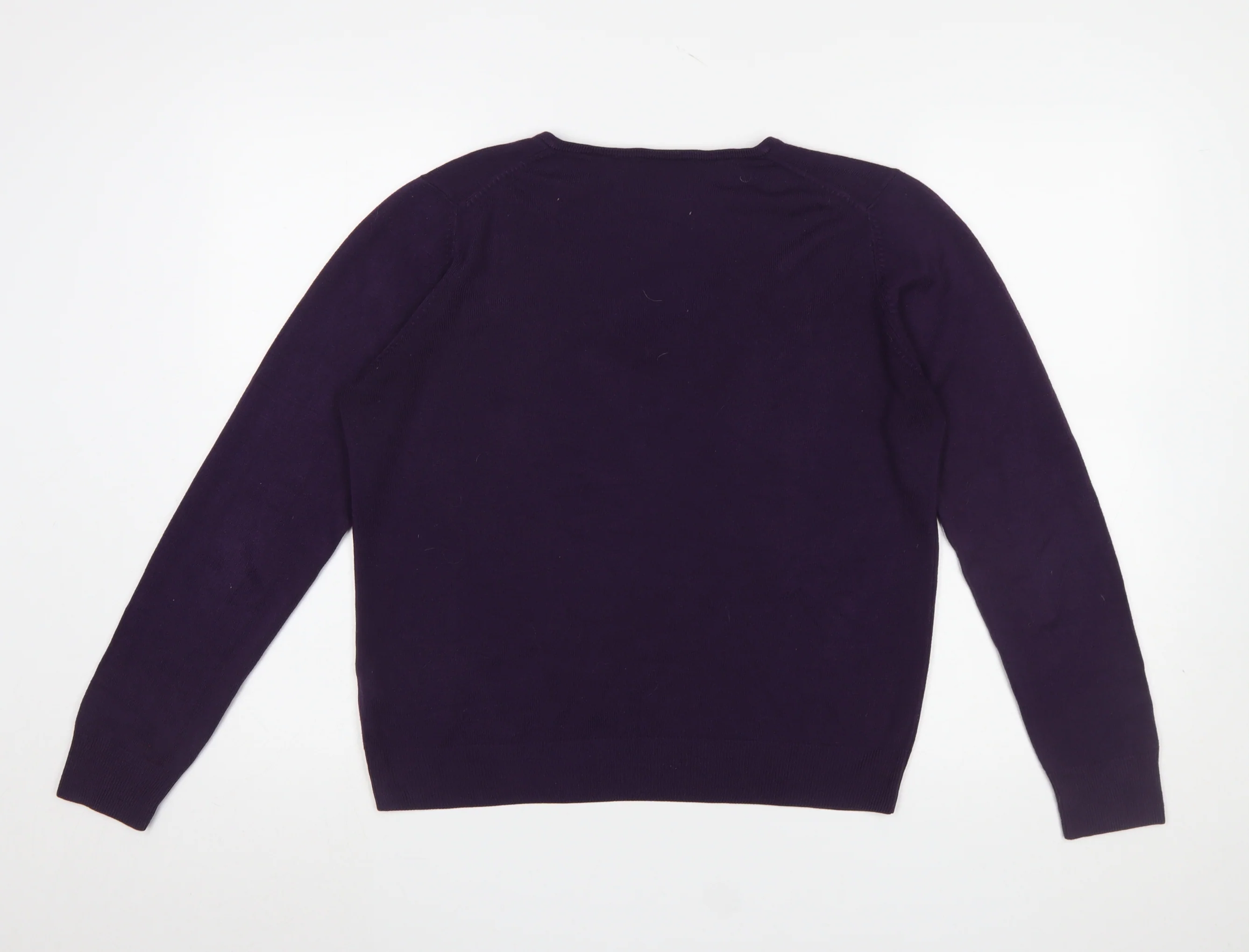 Marks and Spencer Women's Purple V-Neck Acrylic Jumper UK 14 - Image 3