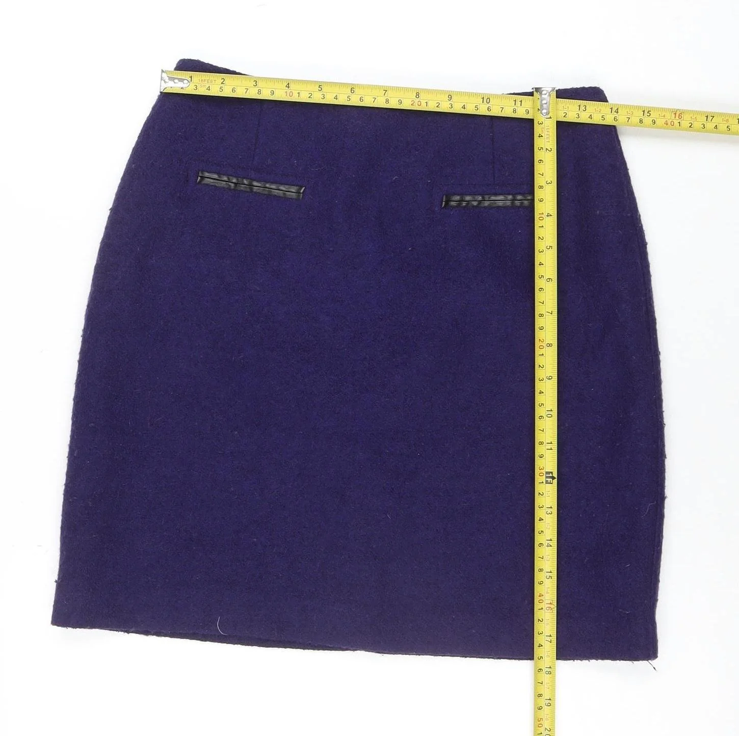 Marks and Spencer Women's Purple Wool Pencil Skirt Size 8 - Image 2