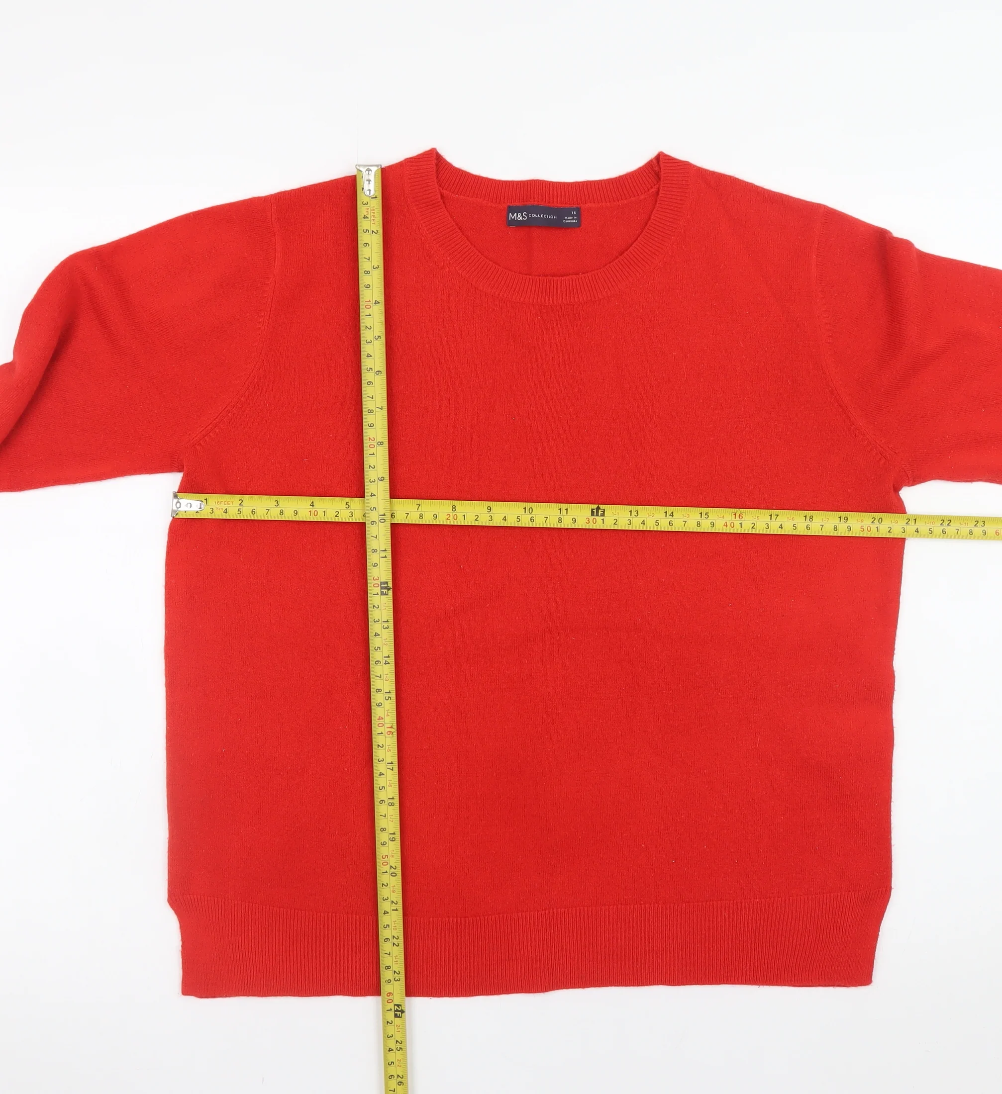 Marks and Spencer Women's Red Acrylic Crew Neck Jumper UK 16 - Image 2