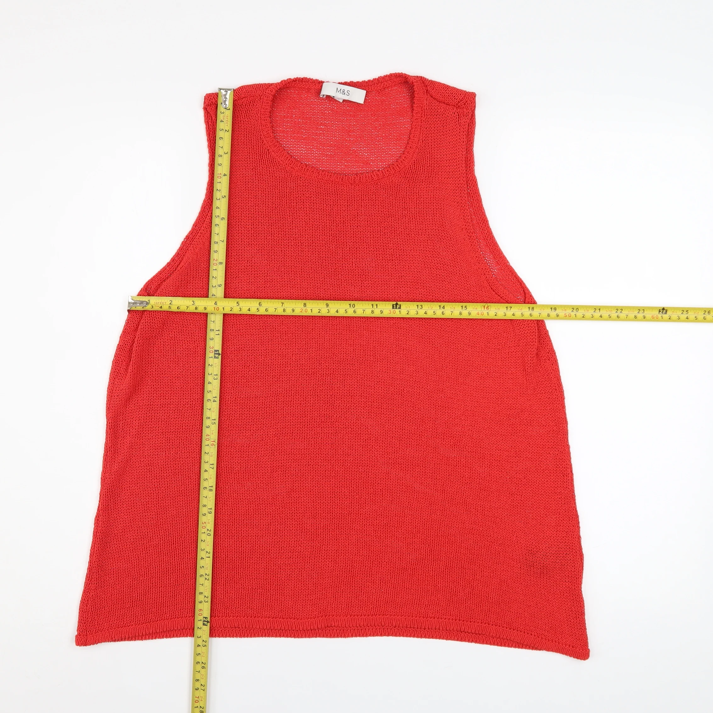 Marks and Spencer Women's Red Knit Sleeveless Tank Top Medium - Image 2