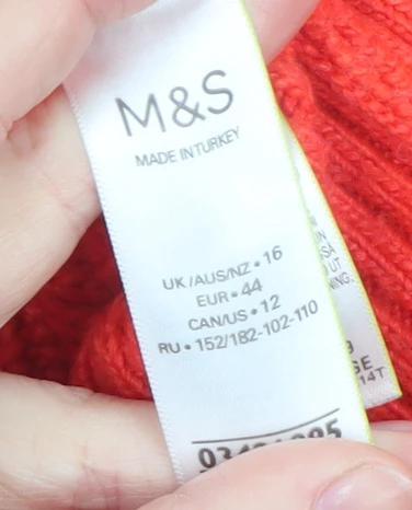 Marks and Spencer Women's Red Mock Neck Half Zip Knit Jumper Size 16 - Image 4